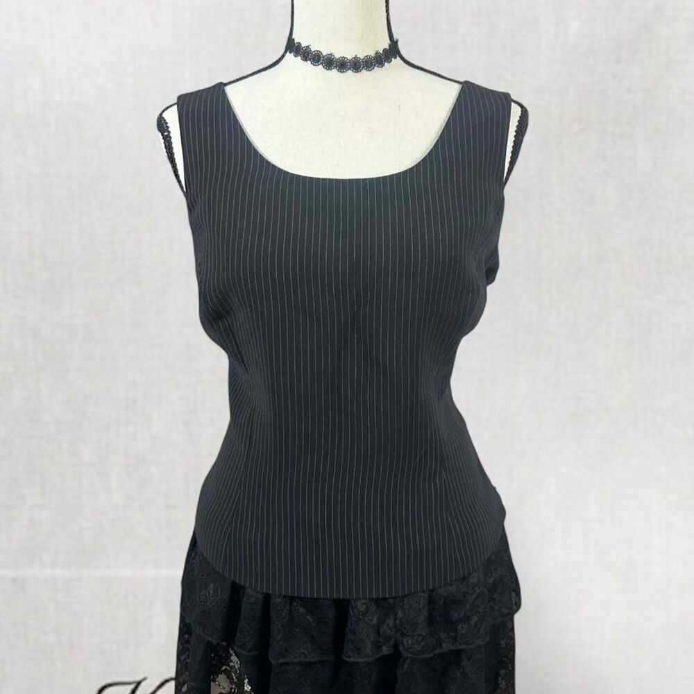 Luxury Style Office Siren Black Pinstripe Vest